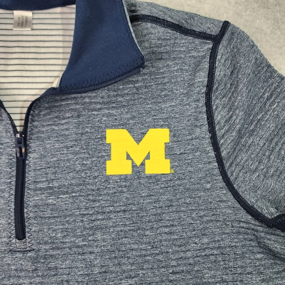 Adidas Michigan Wolverines Jacket Men Medium Blue 1/4 Zip ClimaLite Athletic Fit